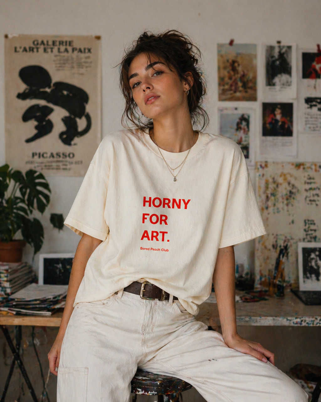 HORNY FOR ART - Oversized T